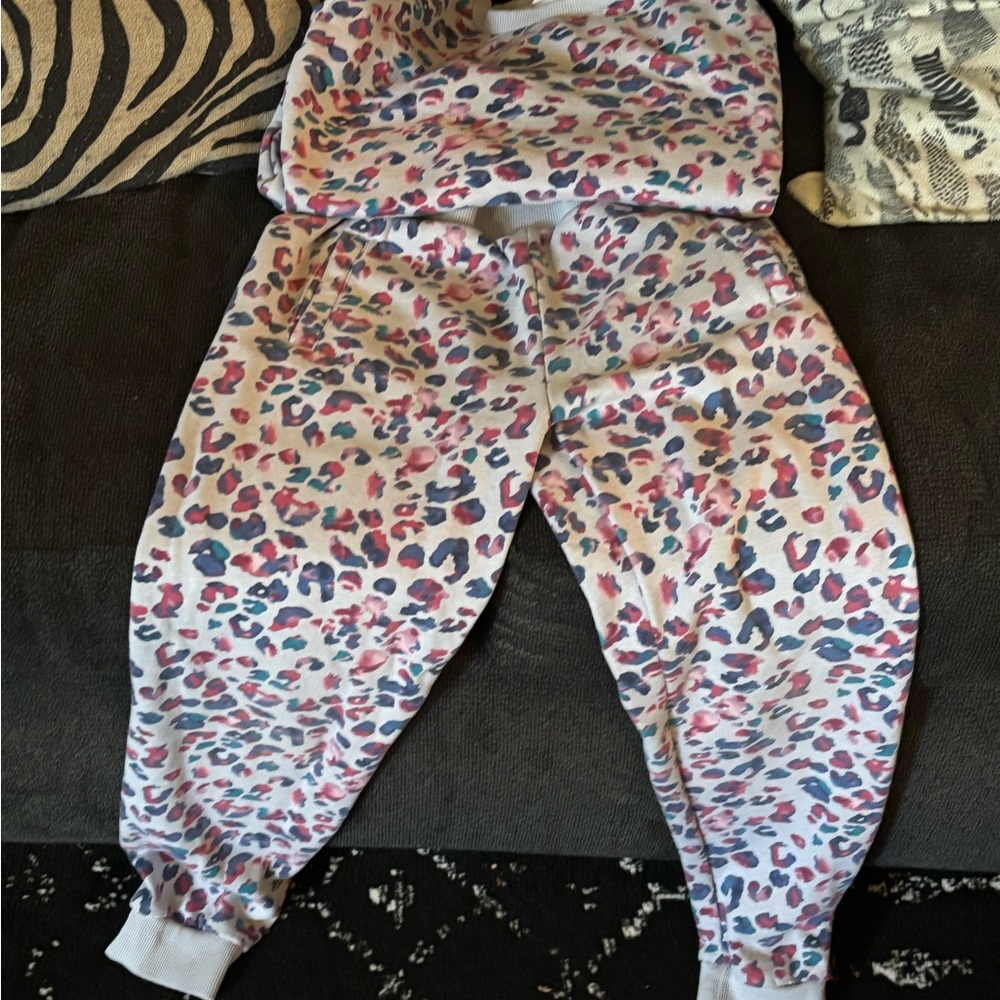 Juicy Couture Pink and Blue Leopard Print Sweatpants